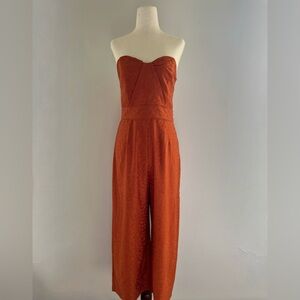 Leopard Jacquard Jumpsuit in Orange/Copper Color in Size 8